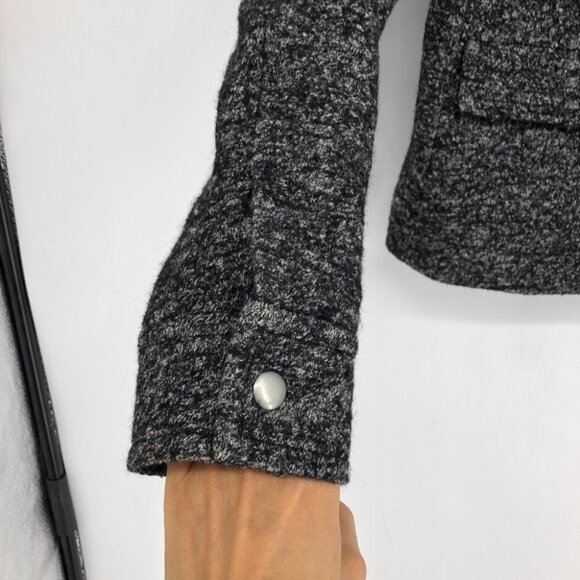 Ann Taylor LOFT Charcoal Marled Full Zip Long Sleeve Wool Blend Cropped Jacket S - Picture 6 of 15